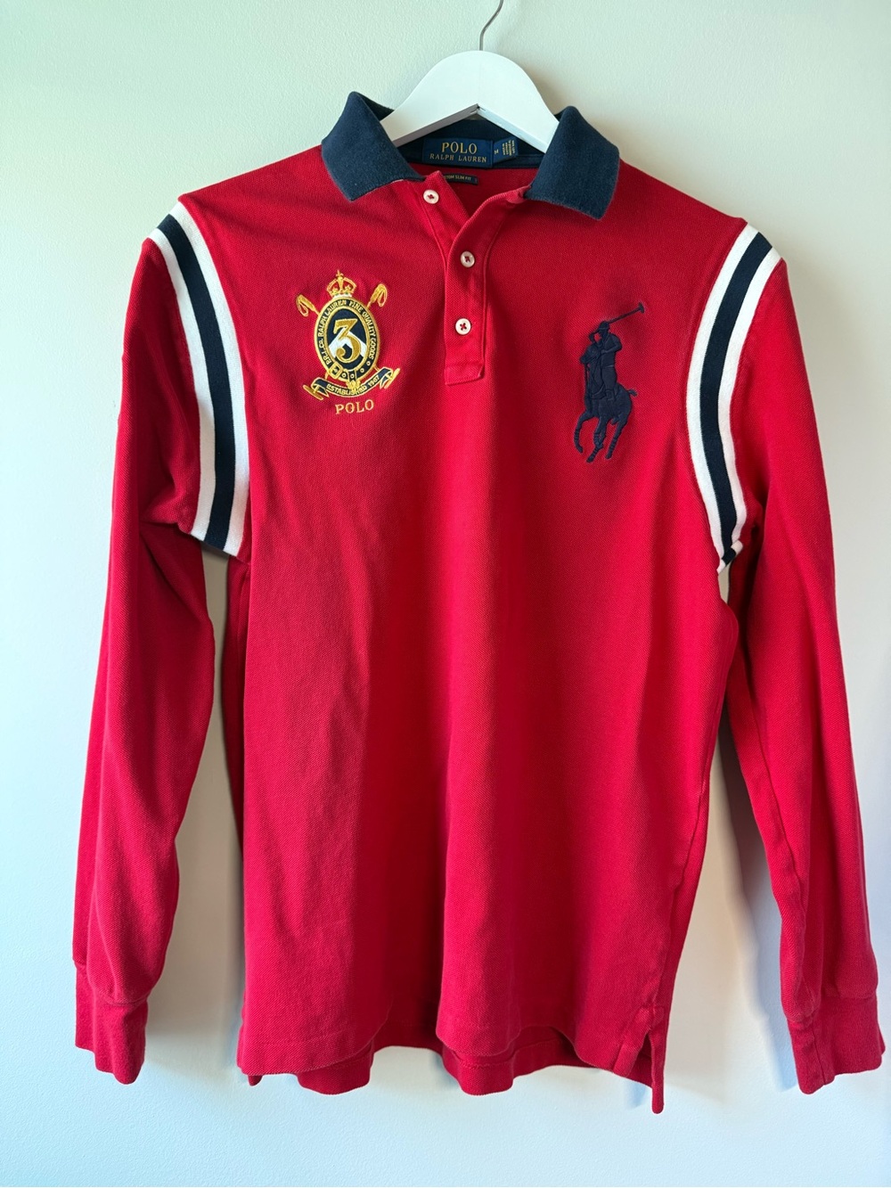 Polo Ralph Lauren Big Pony Long Sleeve Rugby Polo Shirt Men’s M Red Slim Fit